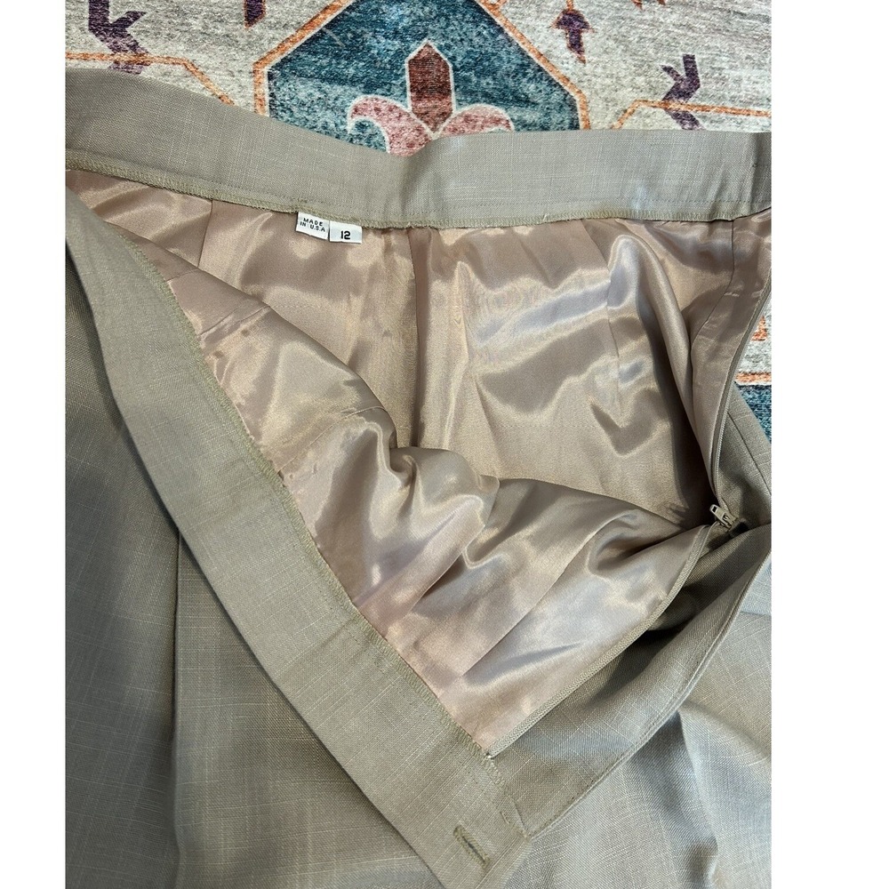 Vtg tan high Rise Made USA  pleated trousers‎ Pants Sz 12 Pockets Office Career - Picture 8 of 15